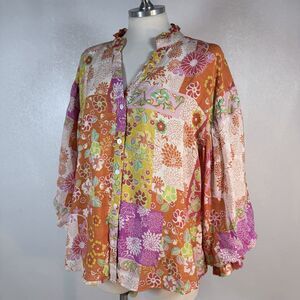 Fate sz L Floral Patchwork Blouse